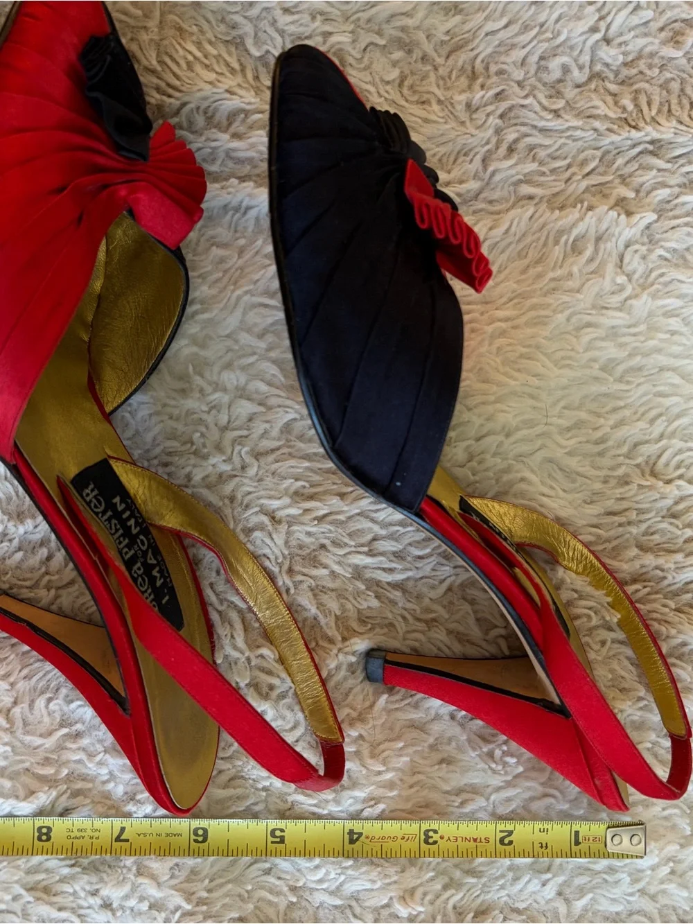 Andrea Pfister L. Maggin Red and Black Slingback Heels - Picture 2 of 3